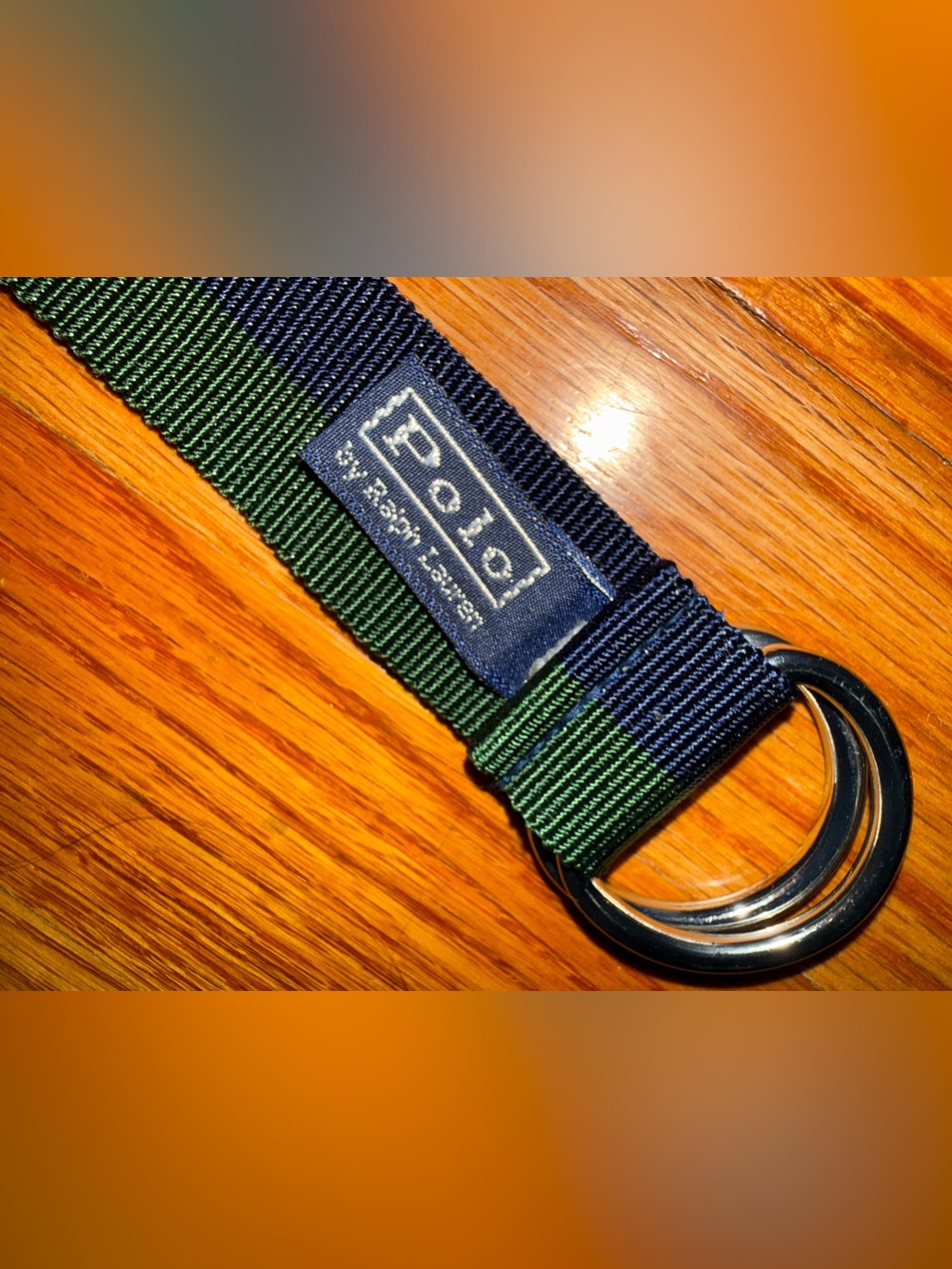 VTG Polo by Ralph Lauren Green and Navy Belt with D-Ring 40in